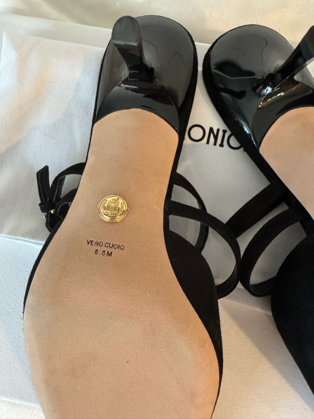 Veronica Beard Corrie Black Suede Strappy Mule Kitten Heels - Picture 4 of 15